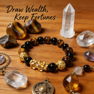 Wealth Guardian Pixiu Obsidian Tiger's Eye Bracelet