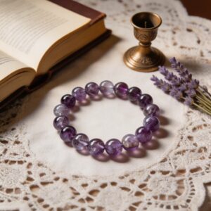 Natural Amethyst Beaded Bracelet | Calm & Intuition Healing Crystal Jewelry
